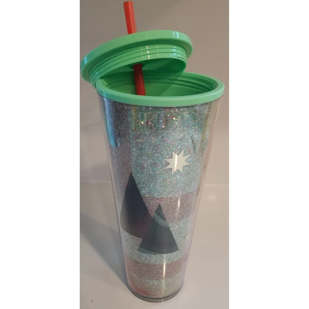 Starbucks Christmas Holiday Glitter Tumbler 24 Oz 2020 With Straw New